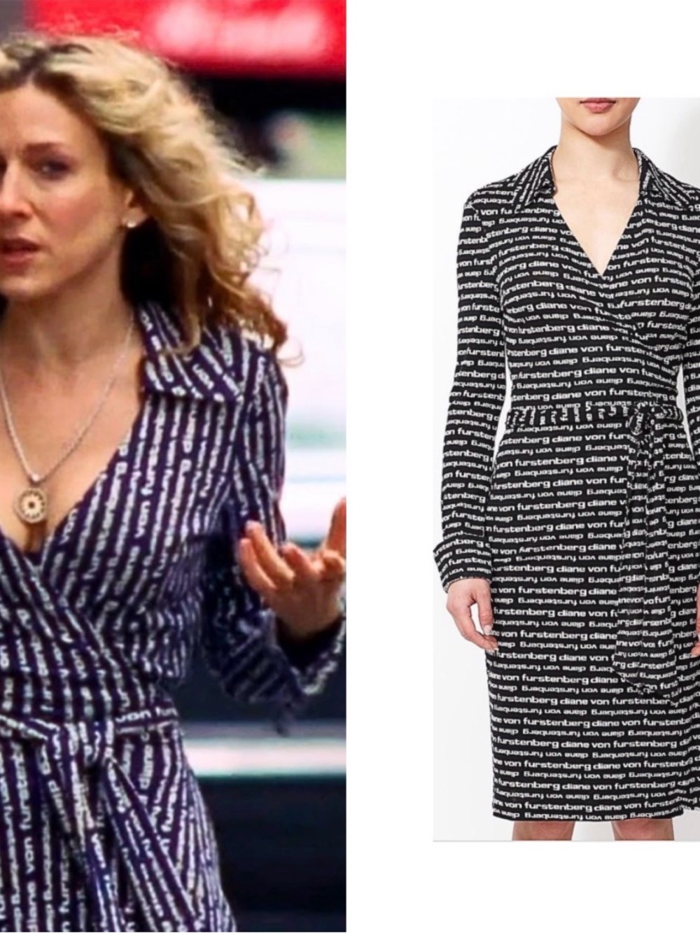 Diane Von Furstenberg Black and White Wrap Dress - Picture 7 of 11